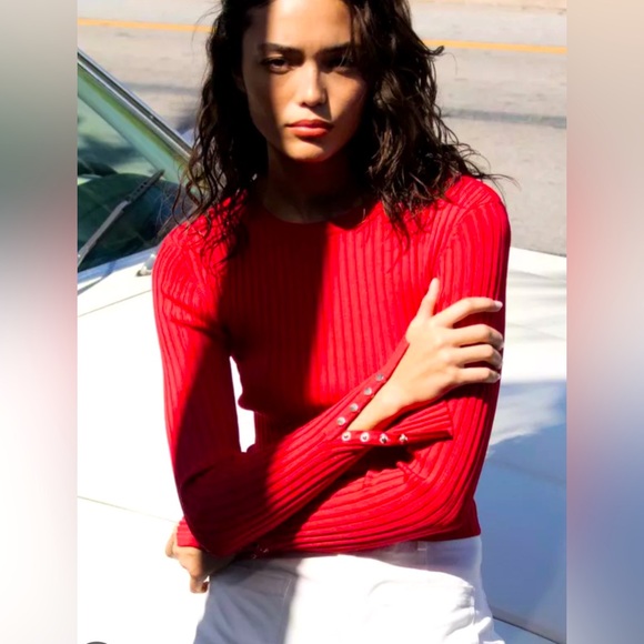 NWT Solid & Striped - The Landman Sweater (Fiery Red) - Picture 2 of 12